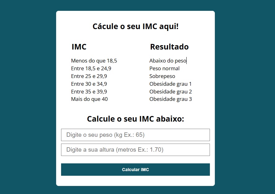 Miniatura do projeto Calculadora de IMC